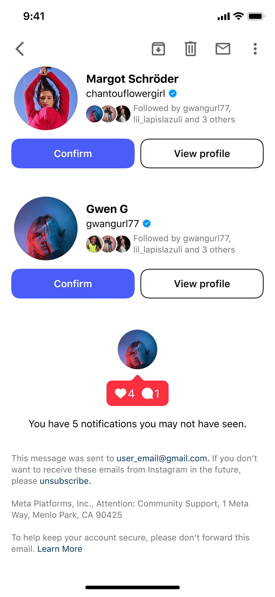 iPhone mockup showing email notification